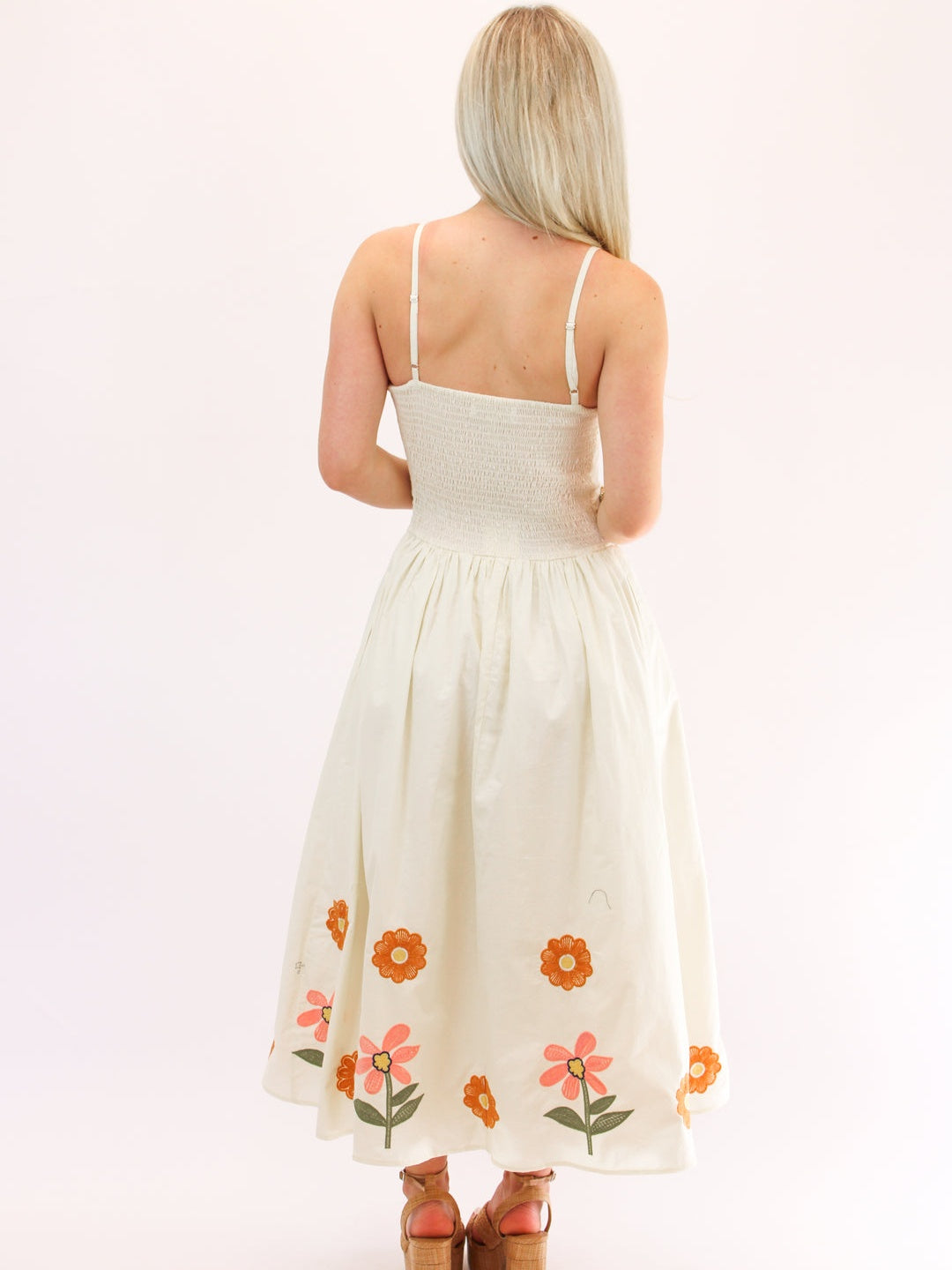 Birds Embroidery Maxi Dress