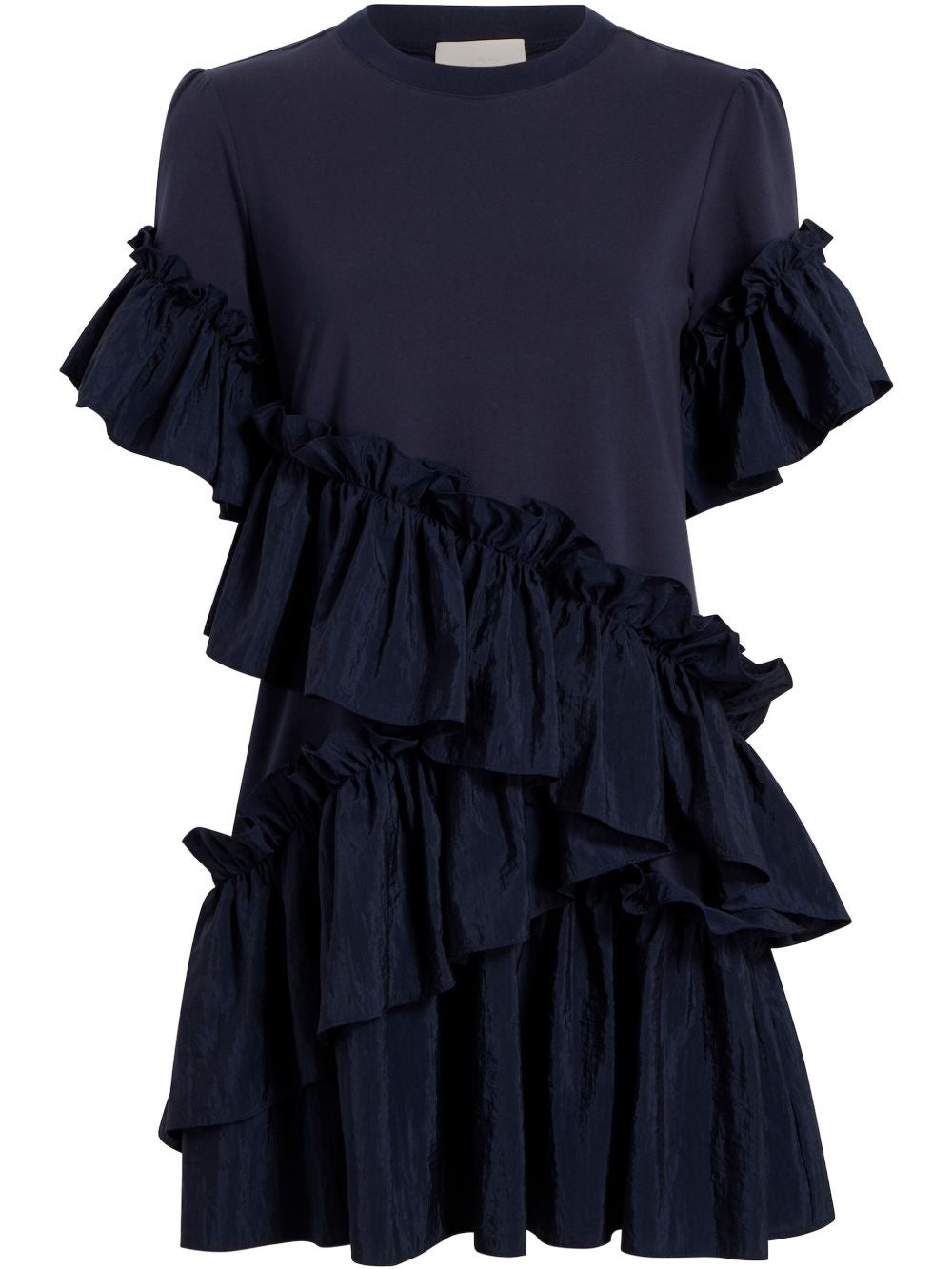 Taffeta Ruffle Trim Mini Dress