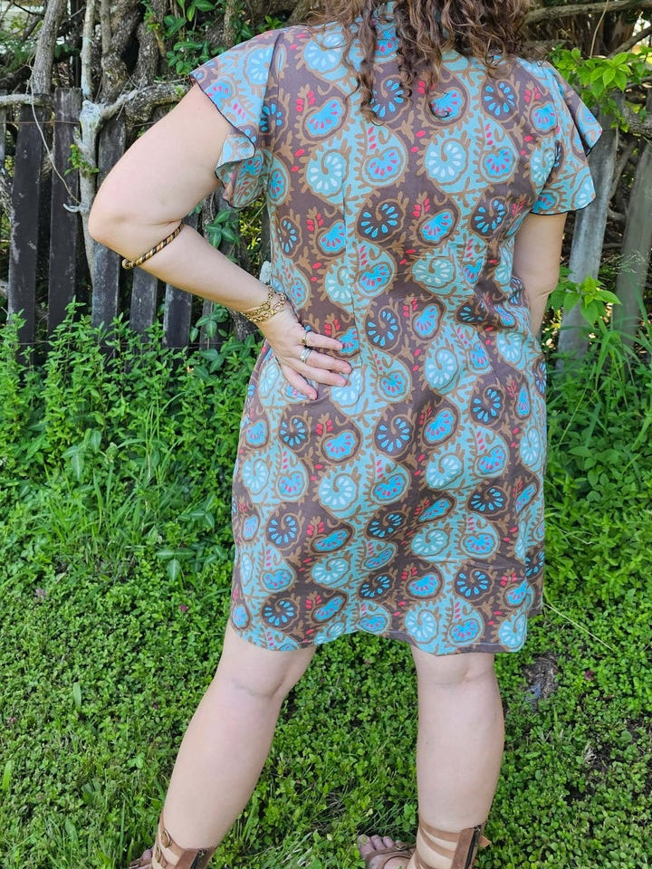 Lotus Cotton Mini Dress With Frill Sleeve