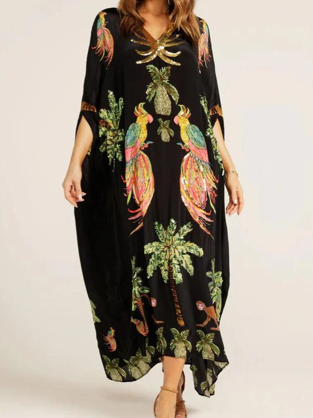Tropical Paradise Embroidered Kaftan