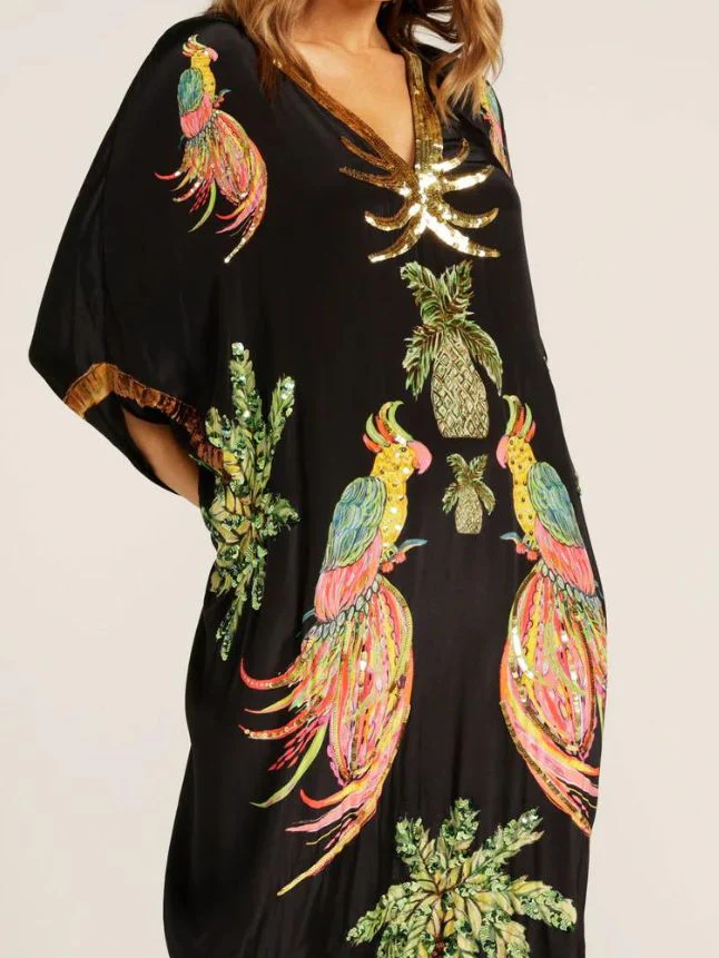 Tropical Paradise Embroidered Kaftan