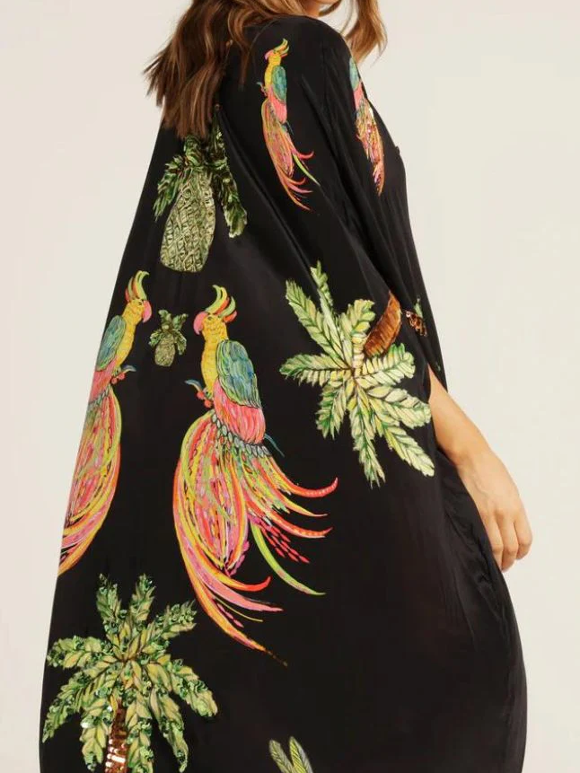 Tropical Paradise Embroidered Kaftan