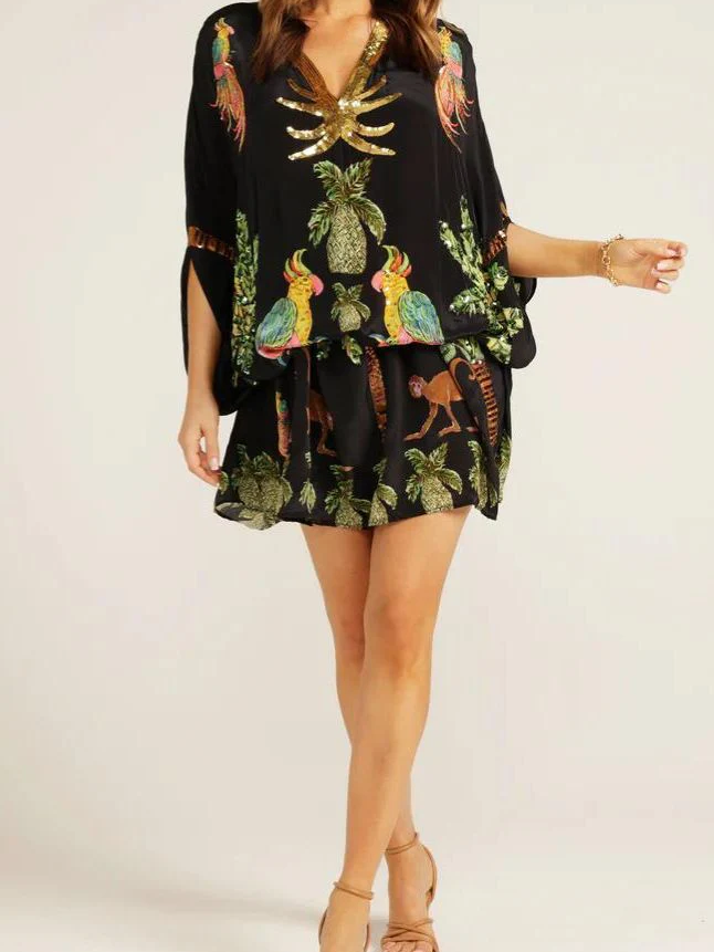 Tropical Paradise Embroidered Kaftan