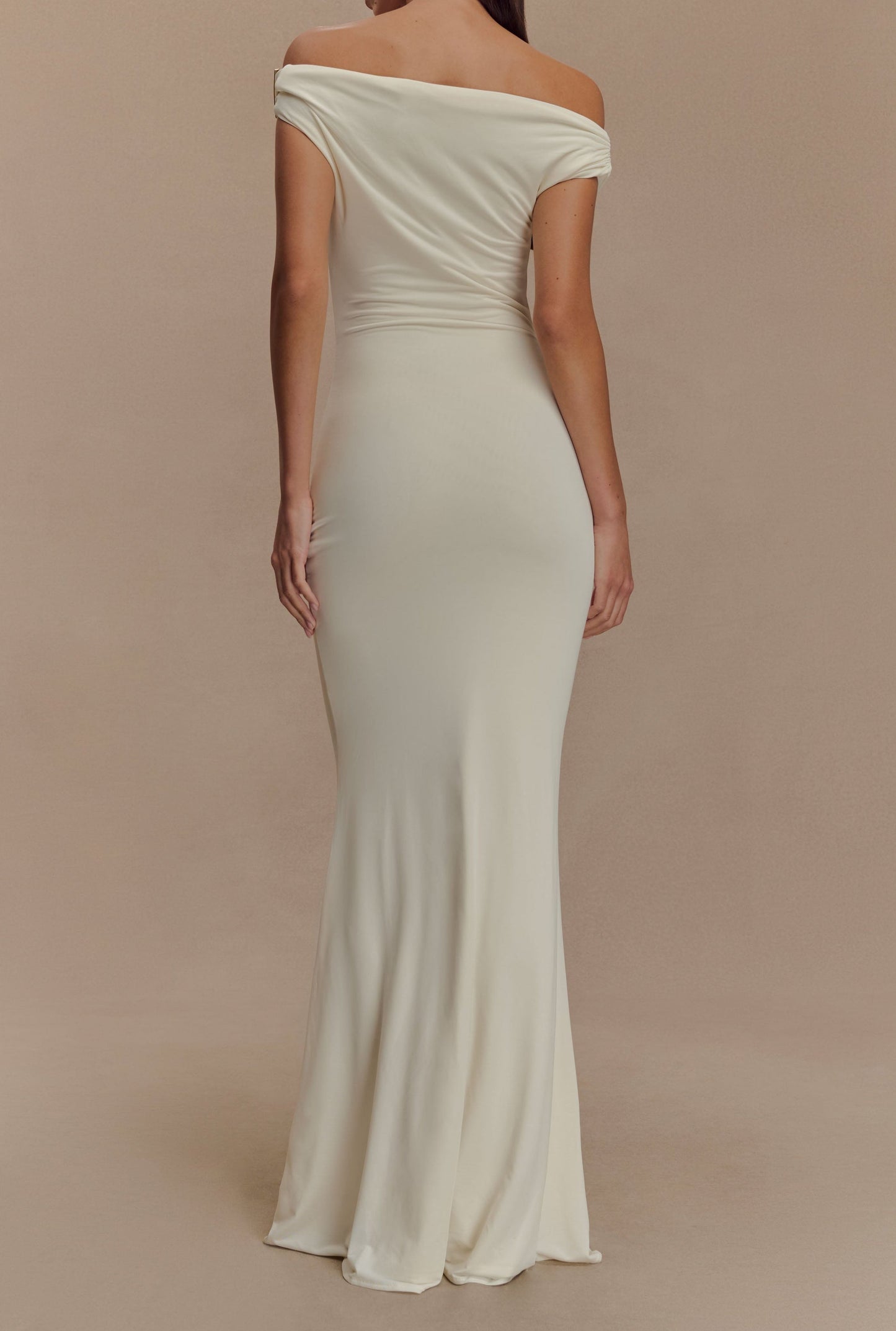 Ivory Slinky Maxi Dress With Hardware
