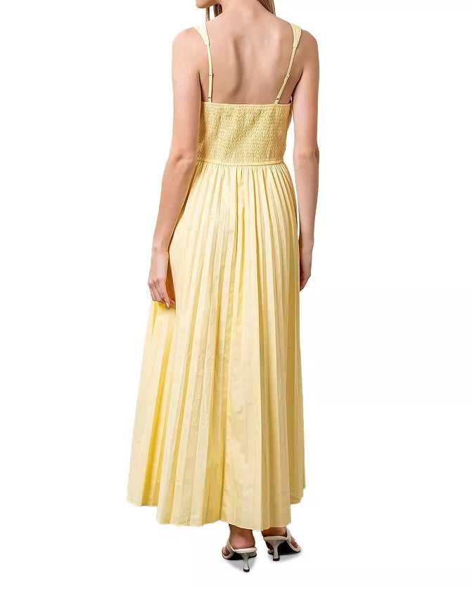 V Neck Pleated Dress