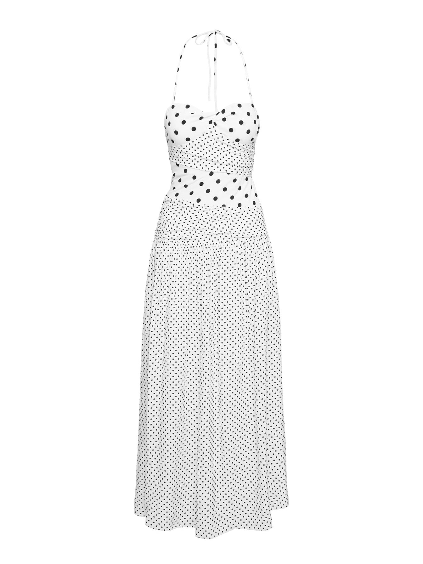 Polka Halter Maxi Dress