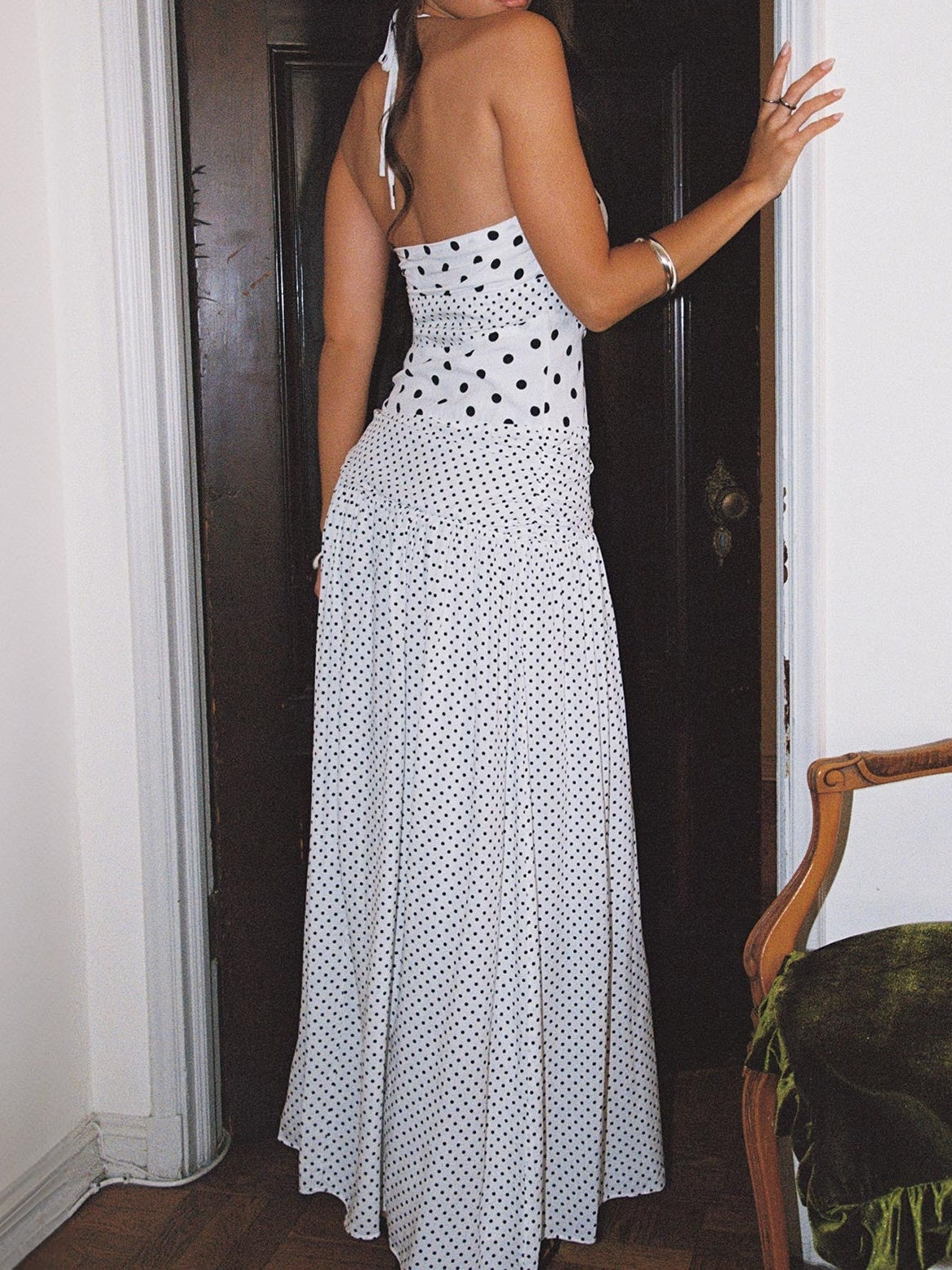 Polka Halter Maxi Dress