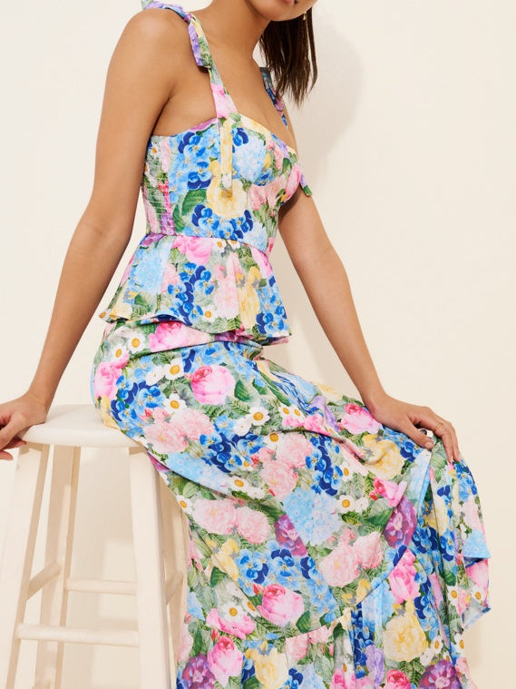 Floral Peplum Maxi Dress