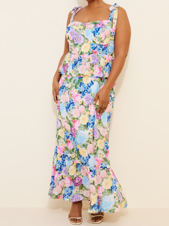 Floral Peplum Maxi Dress