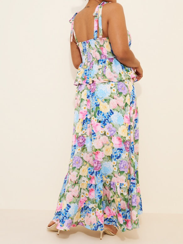 Floral Peplum Maxi Dress