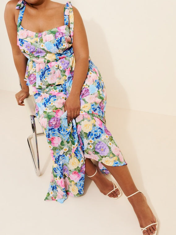 Floral Peplum Maxi Dress