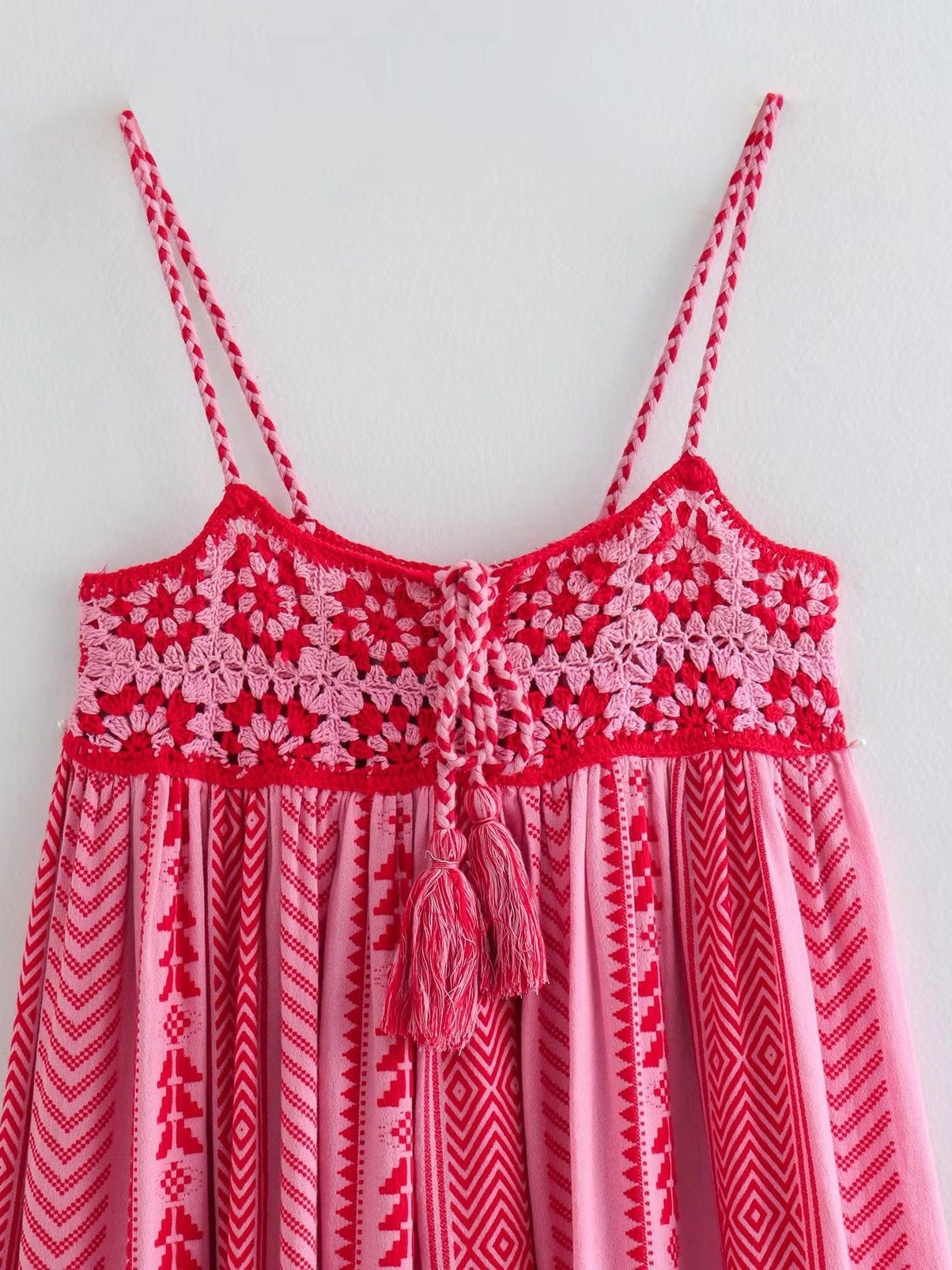 Printed Sleeveless Spaghetti With Boho Dress