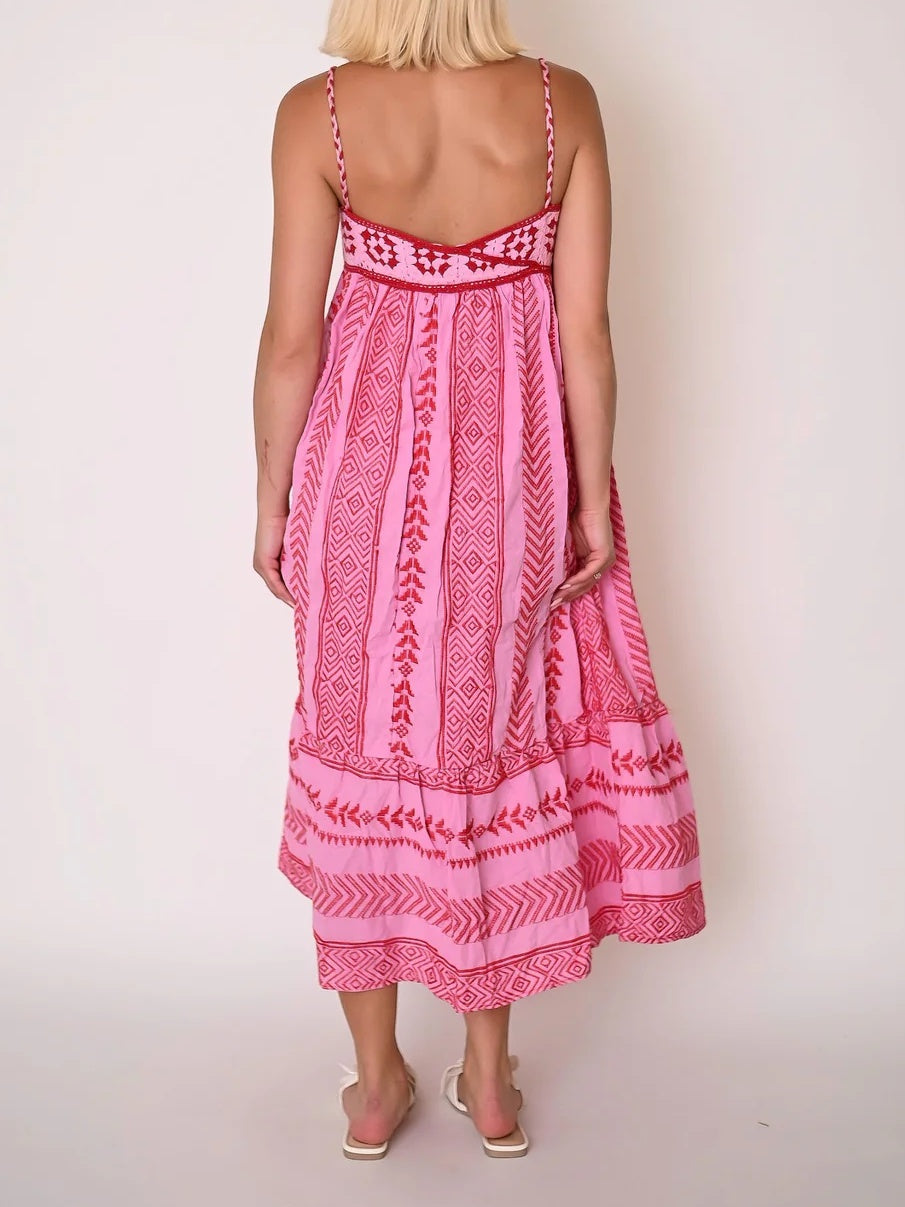 Printed Sleeveless Spaghetti With Boho Dress