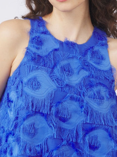 Eyelash Halter Shift Mini Dress
