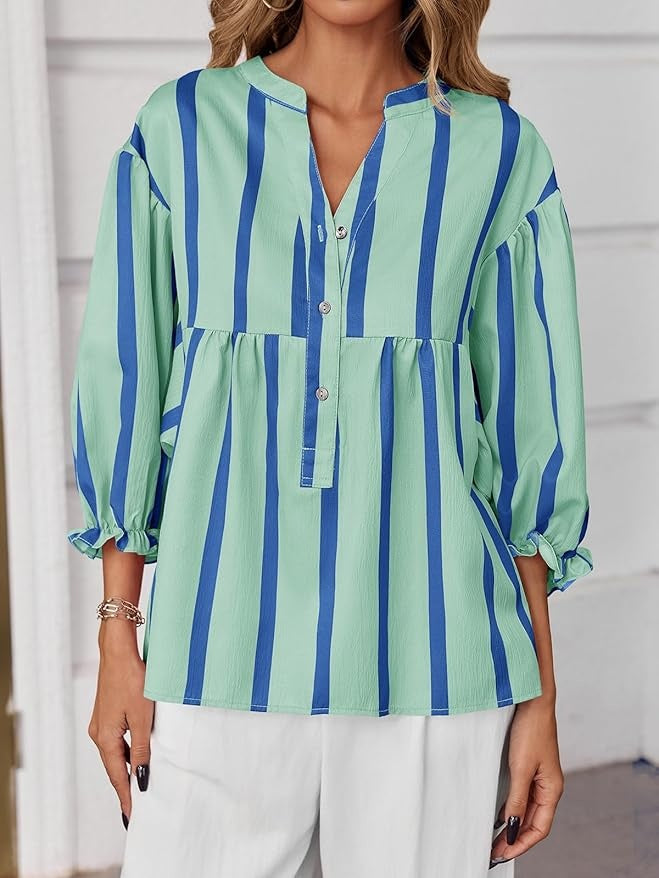 Womens Puff Sleeve Babydoll Tops