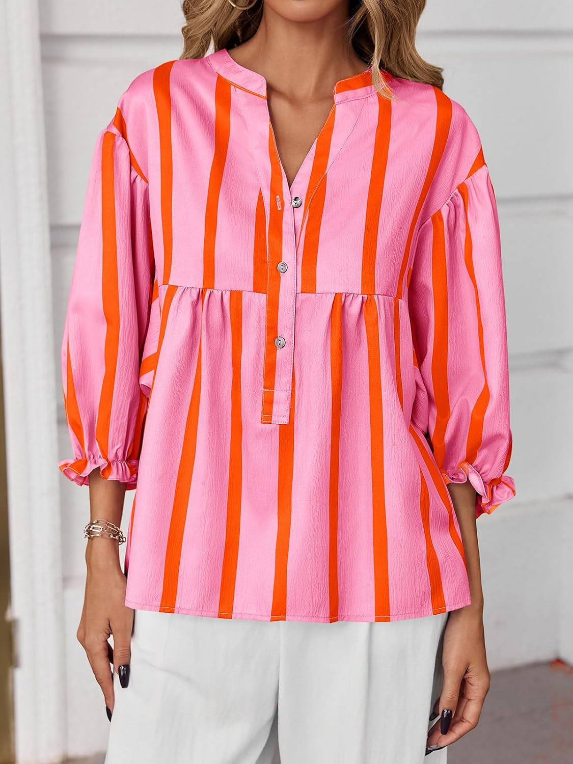 Womens Puff Sleeve Babydoll Tops