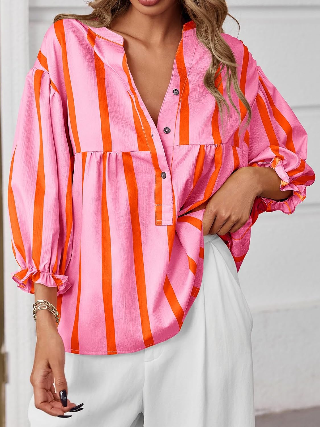 Womens Puff Sleeve Babydoll Tops