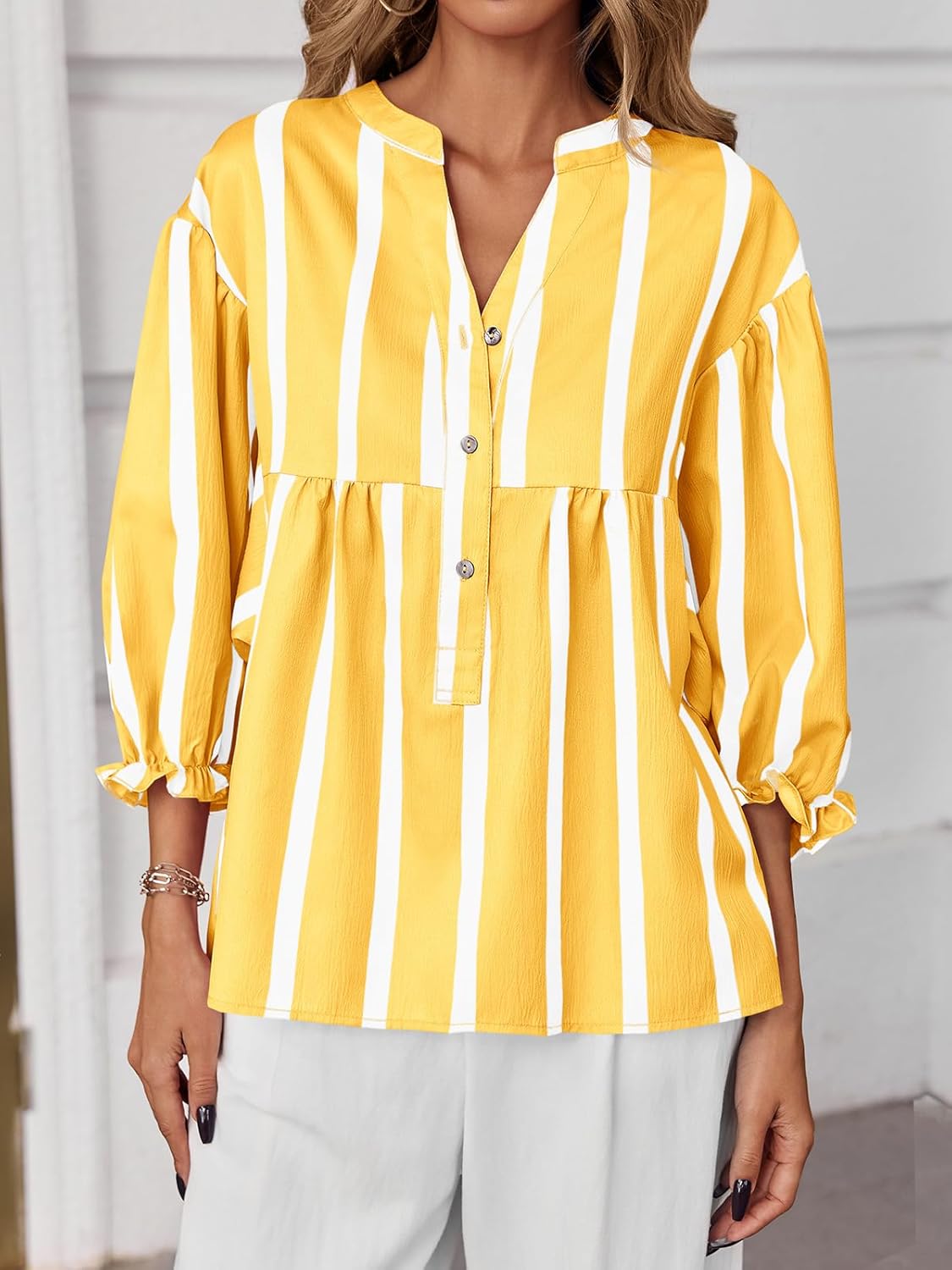 Womens Puff Sleeve Babydoll Tops