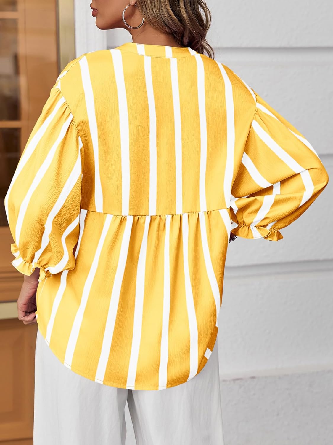 Womens Puff Sleeve Babydoll Tops