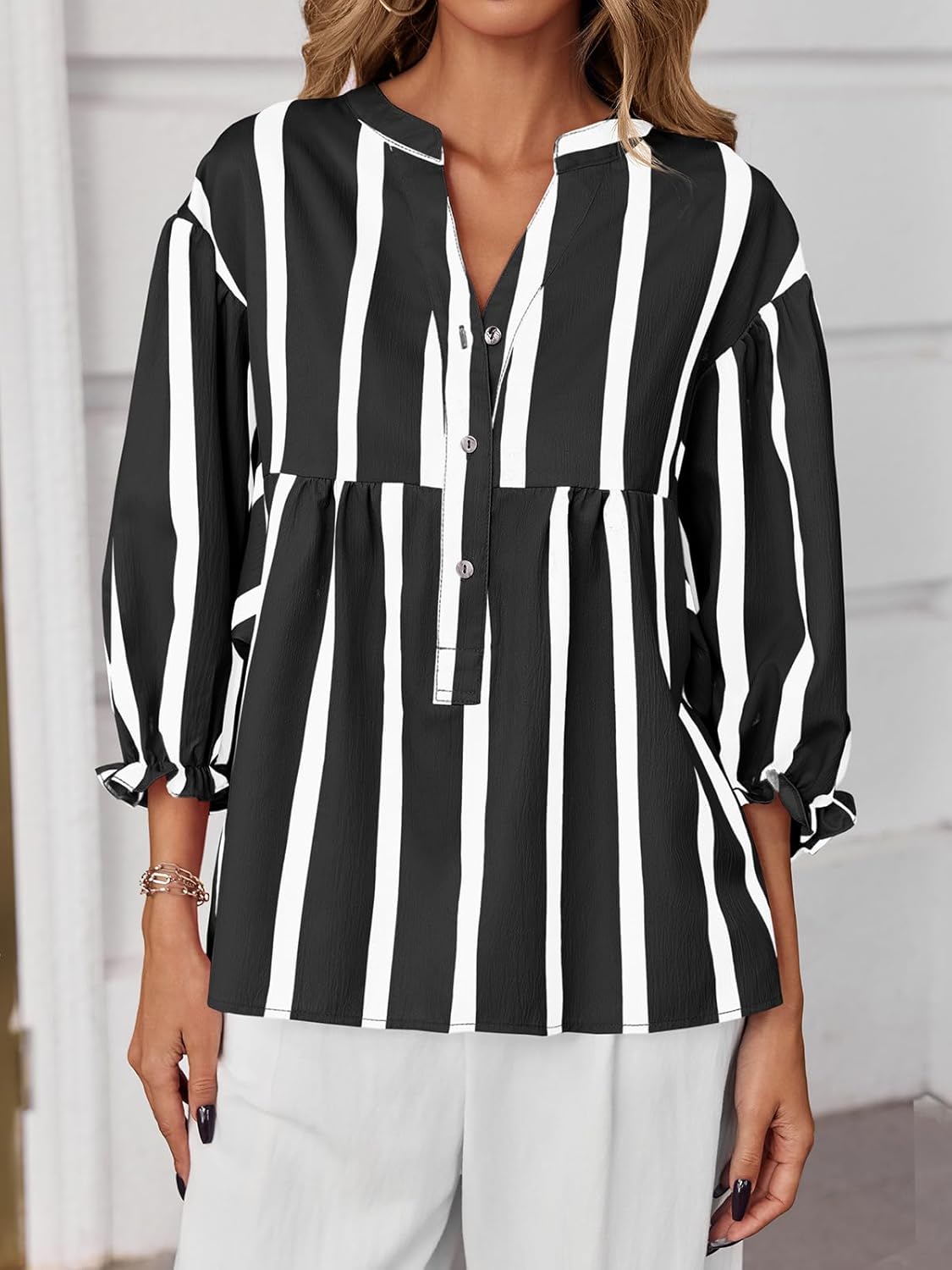 Womens Puff Sleeve Babydoll Tops