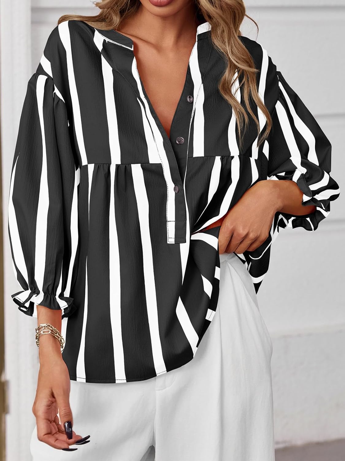 Womens Puff Sleeve Babydoll Tops