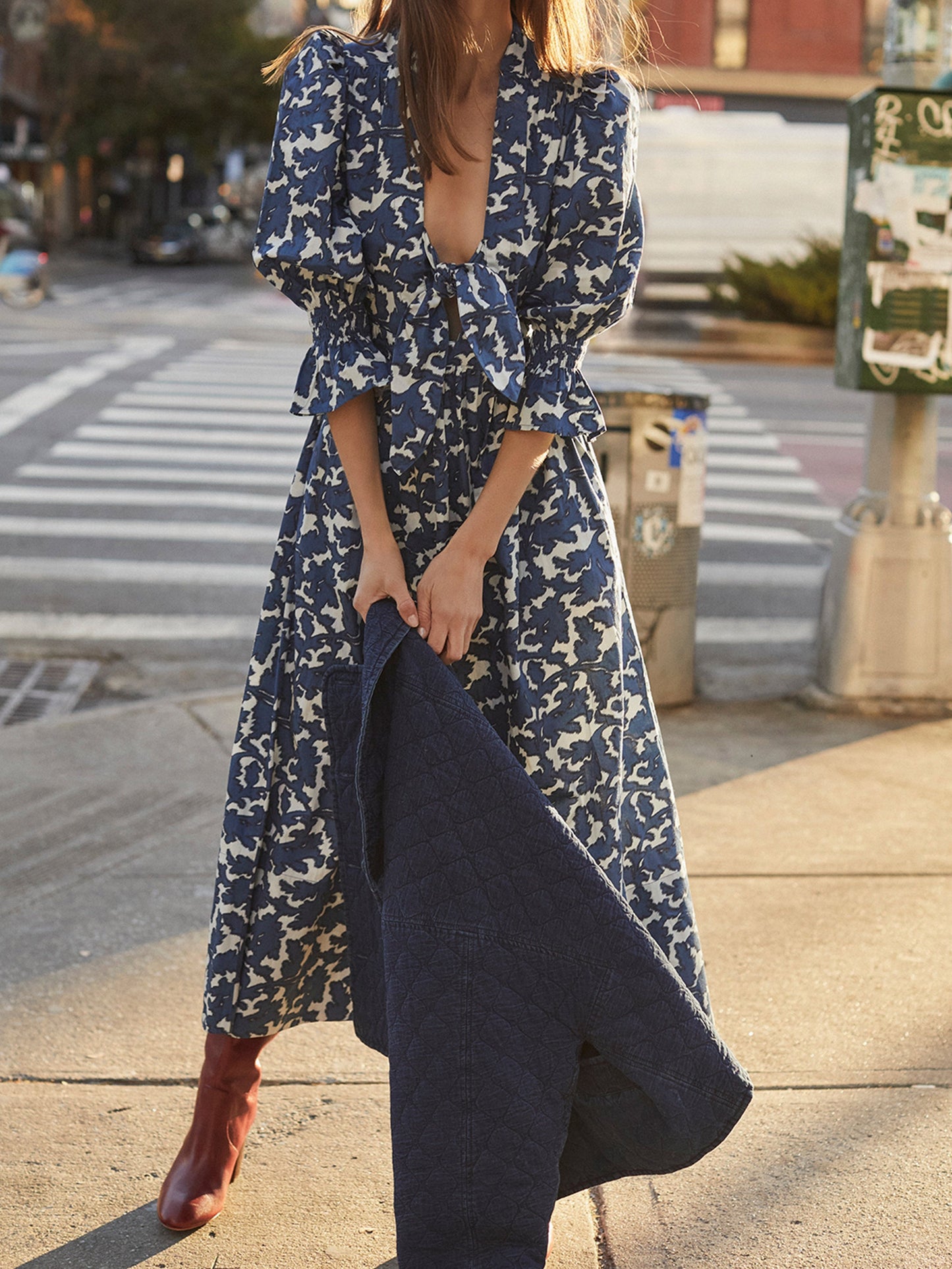Vintage Blue Print Dress