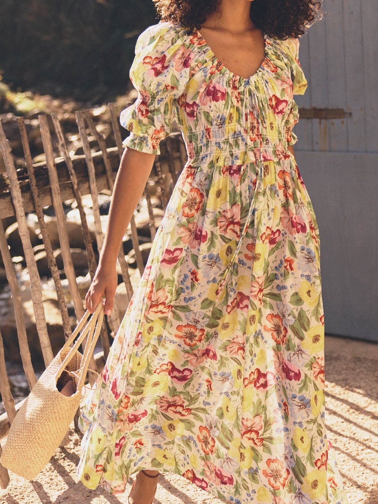 Double-puffed Sleeves And A Scoop Neckline Dress