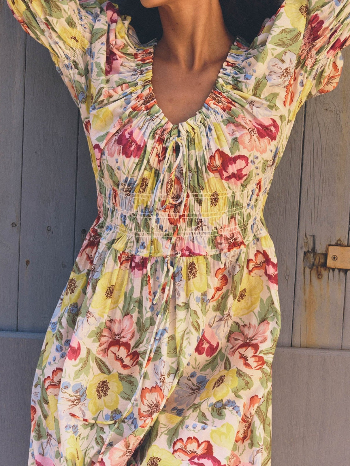 Double-puffed Sleeves And A Scoop Neckline Dress