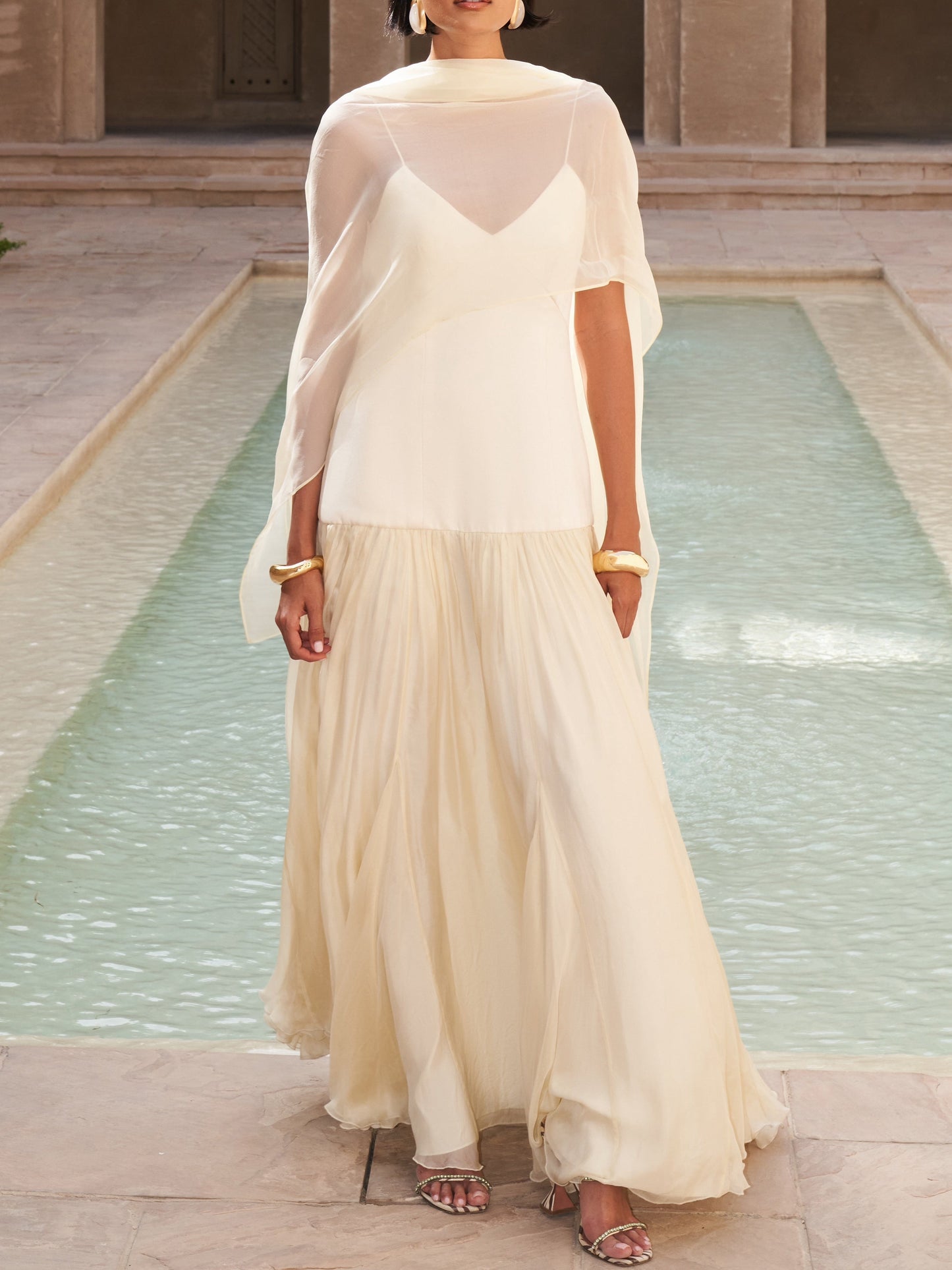 Silk Chiffon Butter Yellow Dress