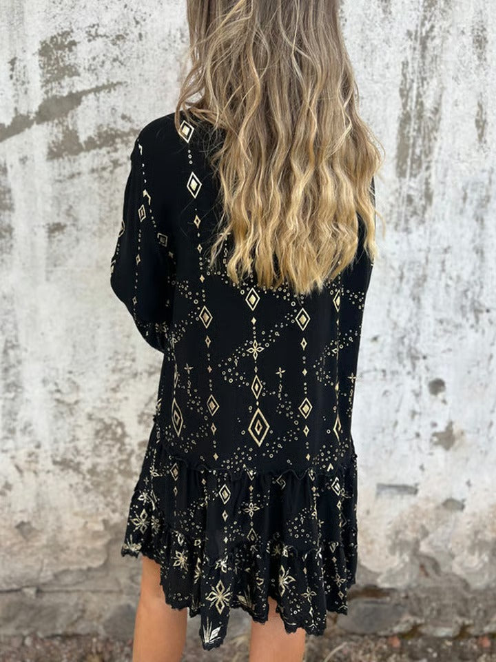 Comfortable Stretchy V Neck Printed Party Dresses