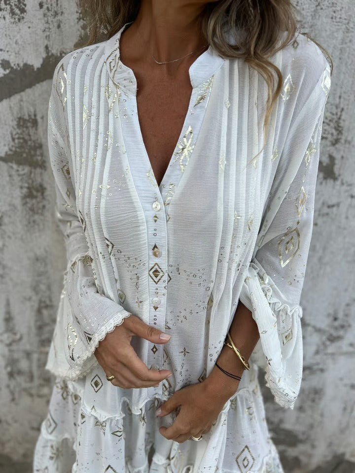 Comfortable Stretchy V Neck Printed Party Dresses