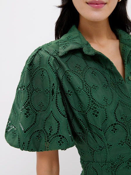 Olive Eyelet Dress