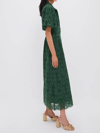 Olive Eyelet Dress