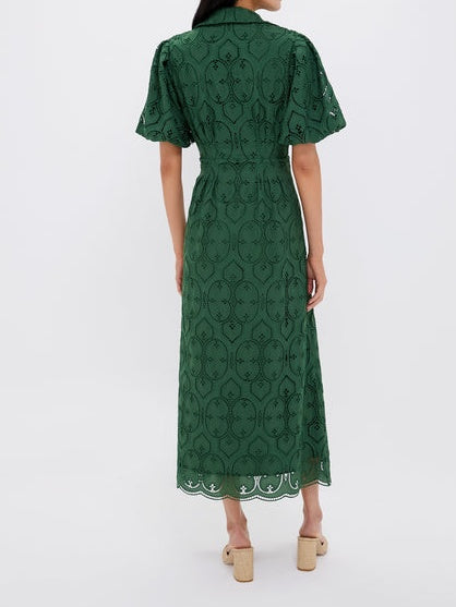 Olive Eyelet Dress
