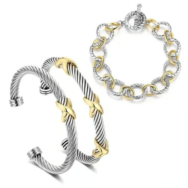 Two Tone Knot Twisted Bangle