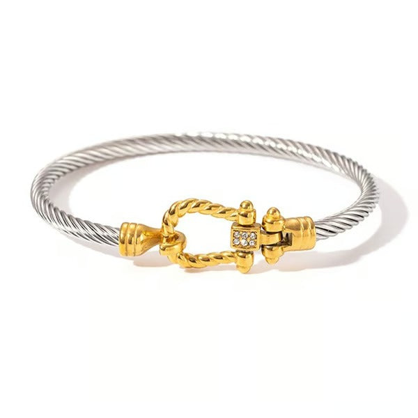 Two Tone Knot Twisted Bangle