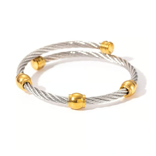 Two Tone Knot Twisted Bangle