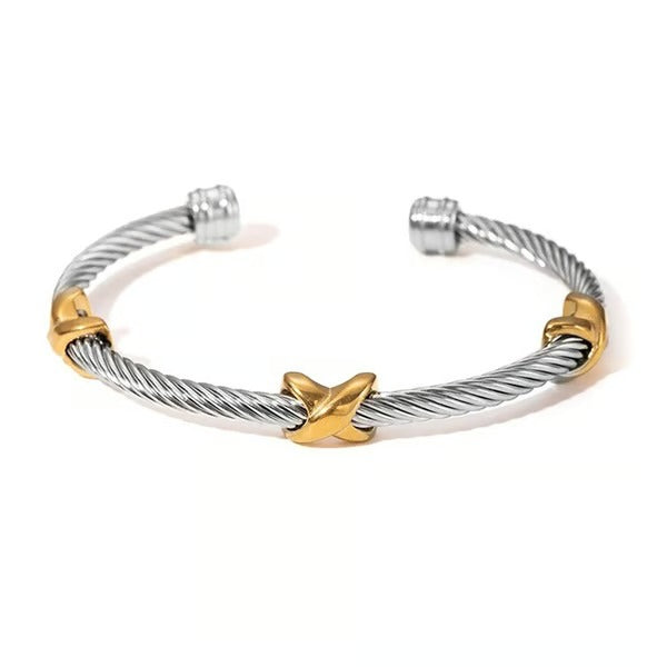 Two Tone Knot Twisted Bangle