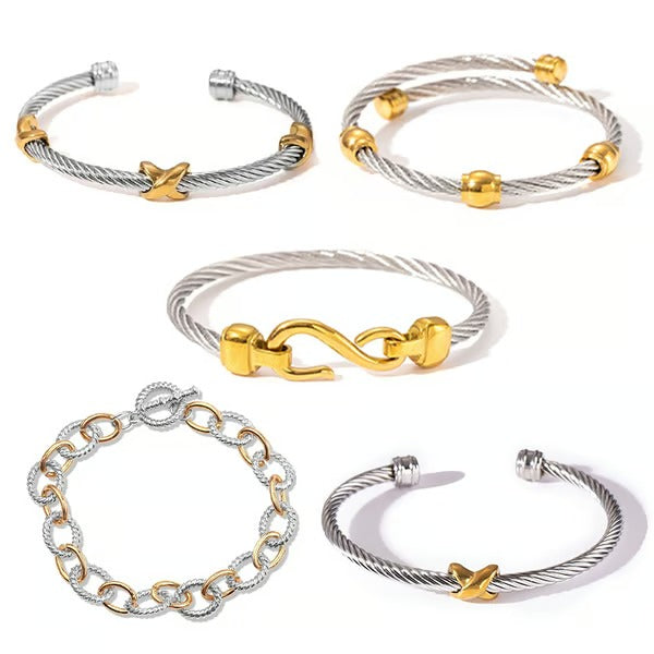 Two Tone Knot Twisted Bangle