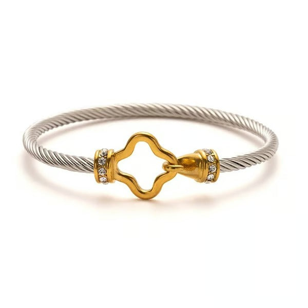 Two Tone Knot Twisted Bangle