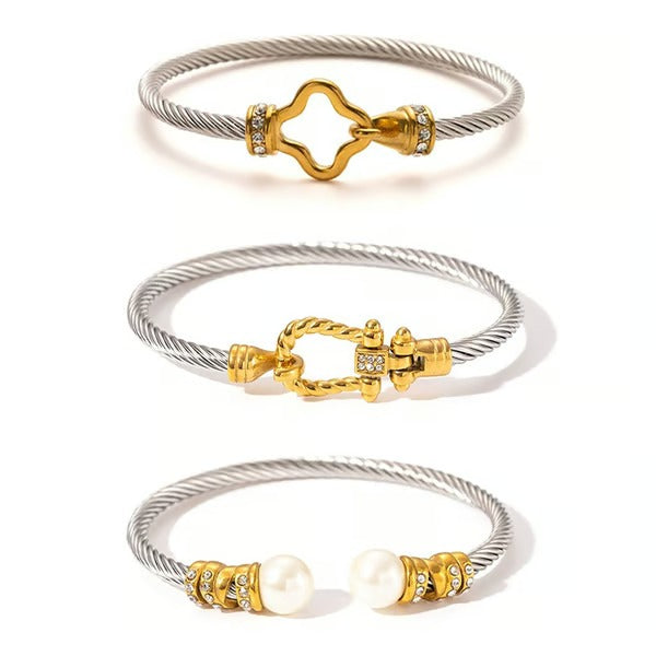 Two Tone Knot Twisted Bangle