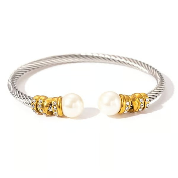 Two Tone Knot Twisted Bangle