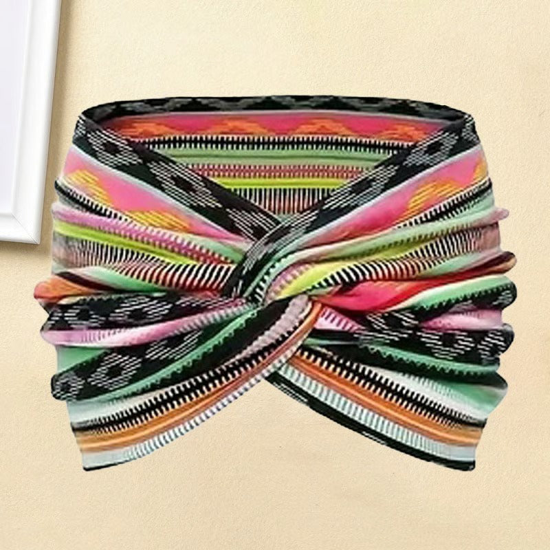 Printed Cross Yoga Headband