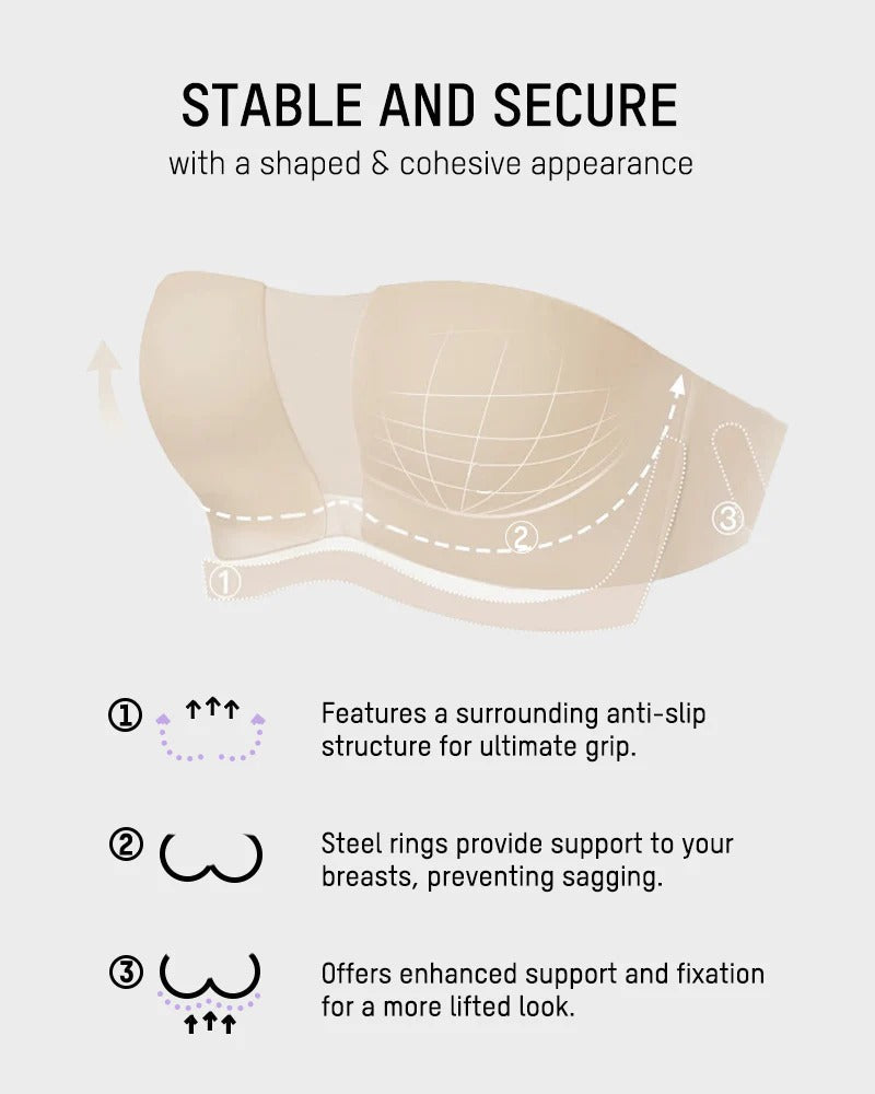 Stropless Anti-Slip Full Overage Headband Bra
