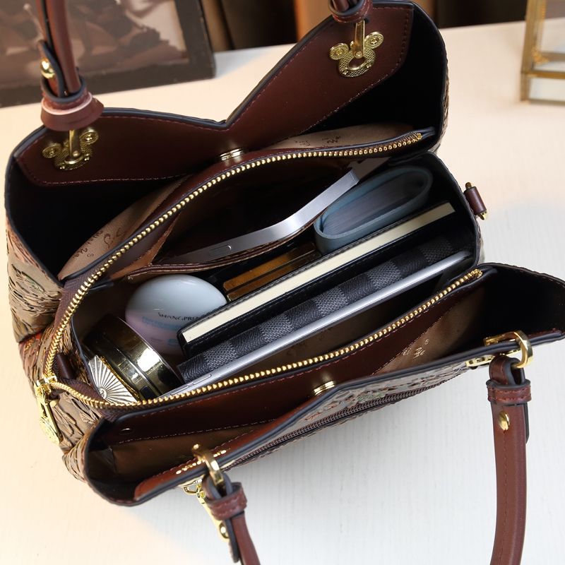 Vintage Floral PU Leather Handbag