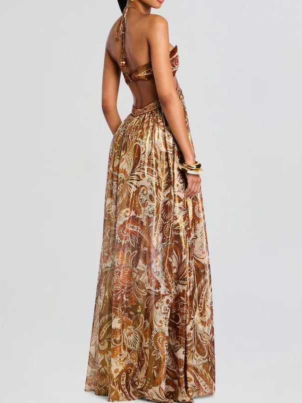 Backless Halter Neck Dress