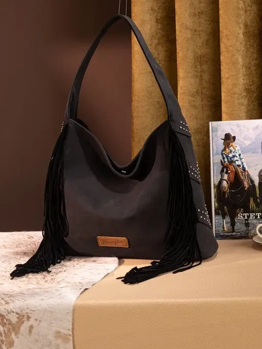 Vegan Suede Tassel Hippie Crossbody Bag