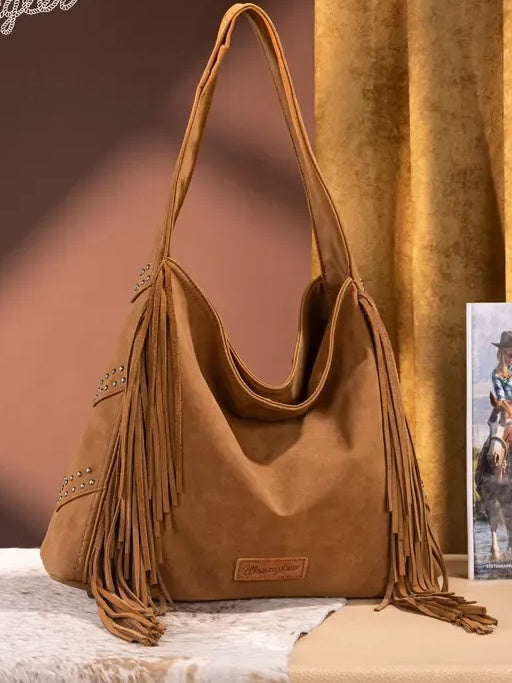 Vegan Suede Tassel Hippie Crossbody Bag