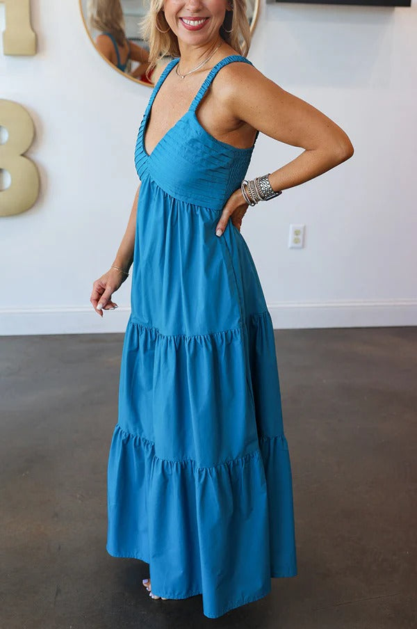 V-Neck Sling Layered Dress