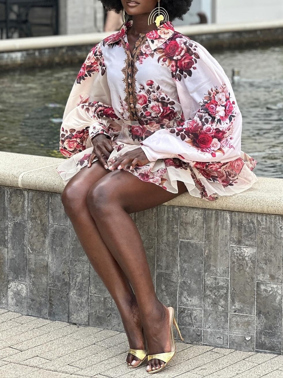 Bow Tie Neck Waisted Lace Midi Dress